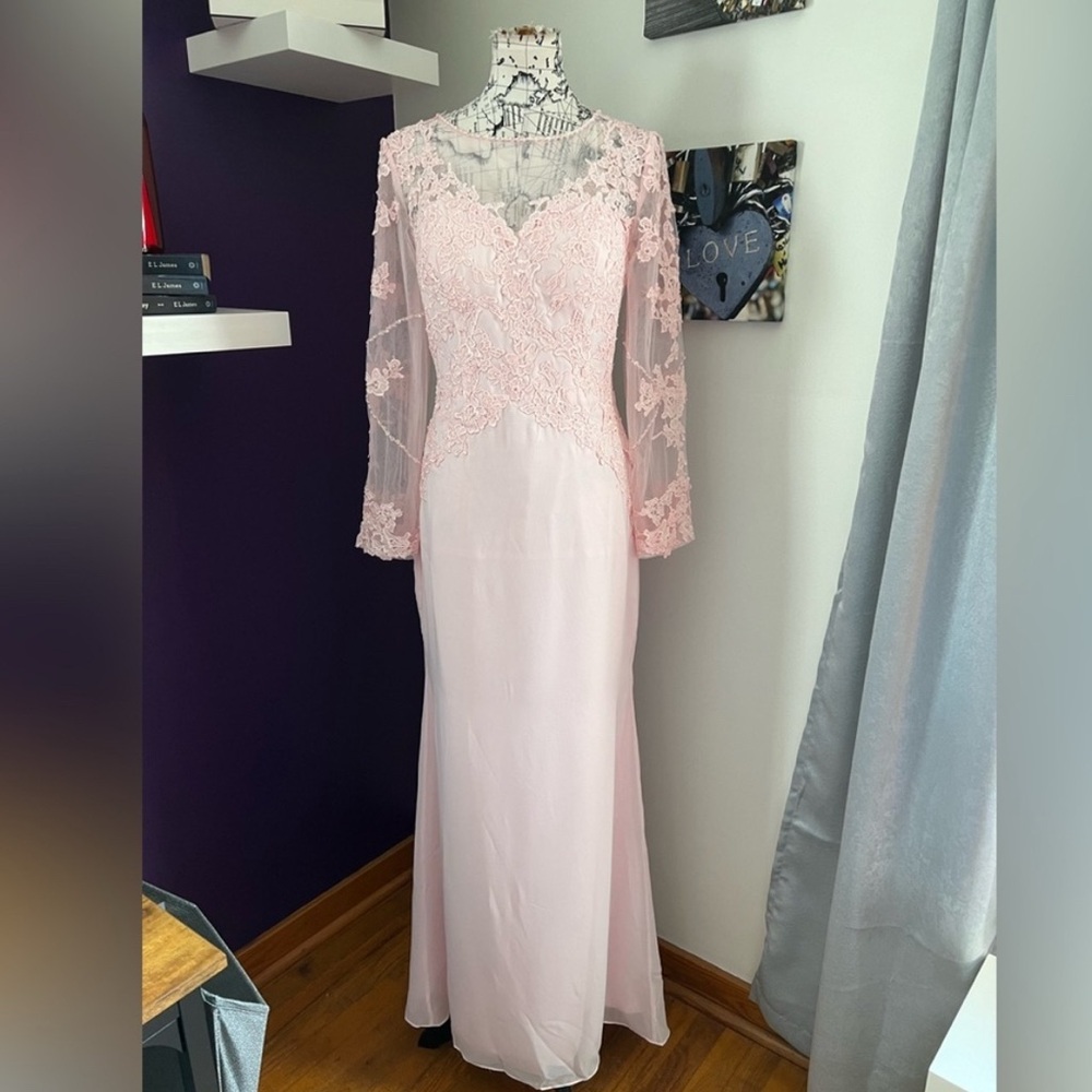 TS Couture Lace Detail Pink Gown NWT
